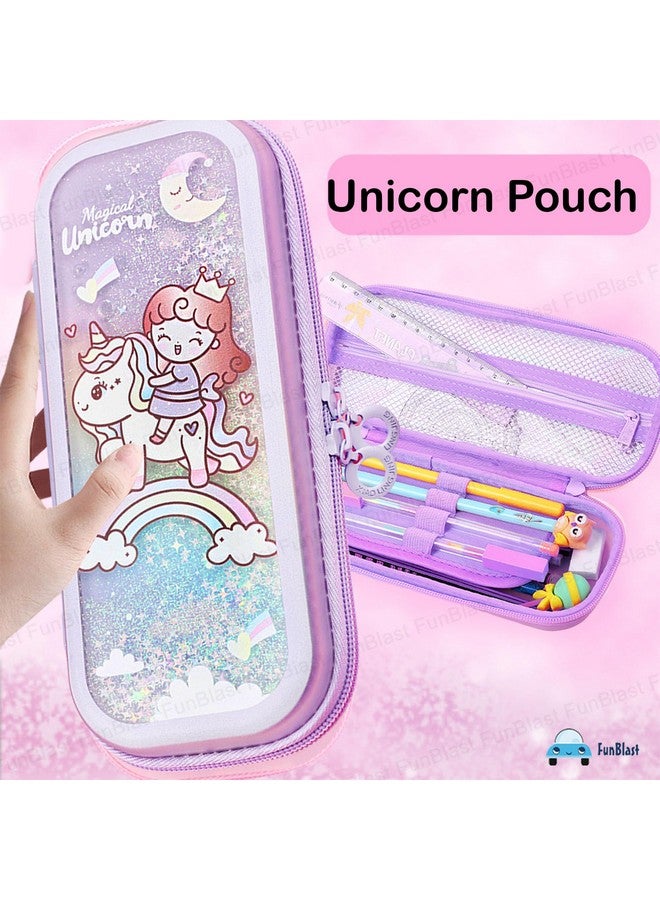 فنبلاست حقيبة أقلام فن بلاست للبنات - حقيبة لطيفة للبنات، حقيبة متعددة الأغراض بسحاب، حقيبة أنيقة للبنات، حافظة أقلام كاواي، حقائب لطيفة للبنات، هدية إرجاع للأطفال (يونيكورن-1) - Image 4