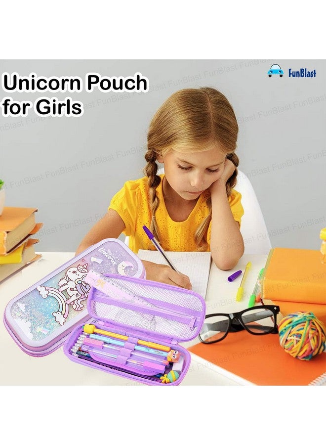 فنبلاست حقيبة أقلام فن بلاست للبنات - حقيبة لطيفة للبنات، حقيبة متعددة الأغراض بسحاب، حقيبة أنيقة للبنات، حافظة أقلام كاواي، حقائب لطيفة للبنات، هدية إرجاع للأطفال (يونيكورن-1) - Image 5
