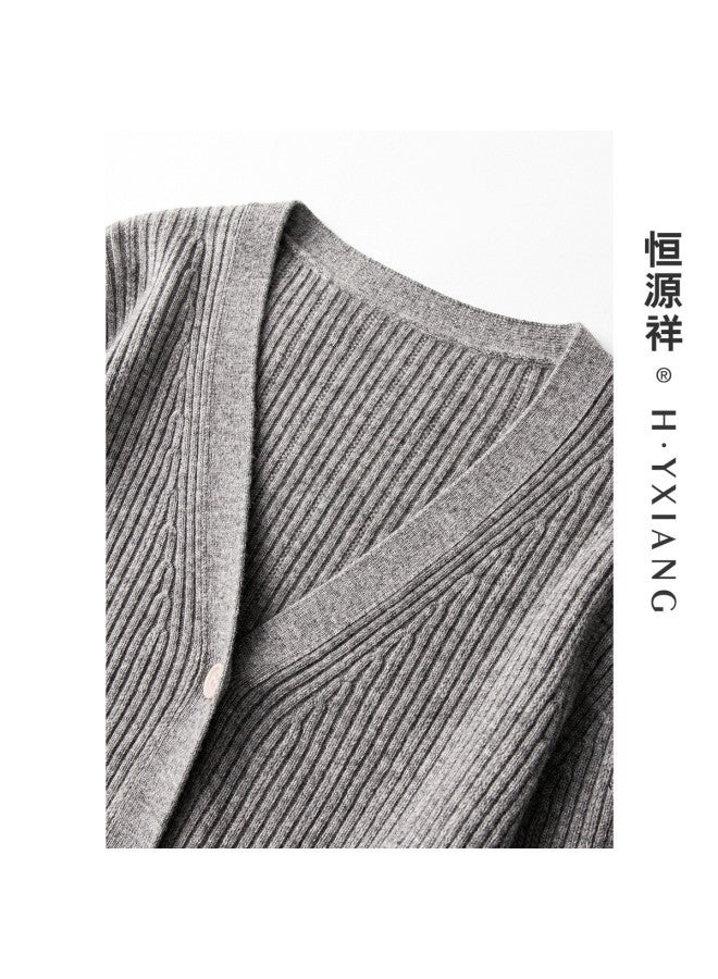 Hengyuanxiang Colorful Buttonswomen'S Wool Cardigan V-Neck Autumn Winter Knitted Sweater Versatile Layering Sweater Coat - Image 5