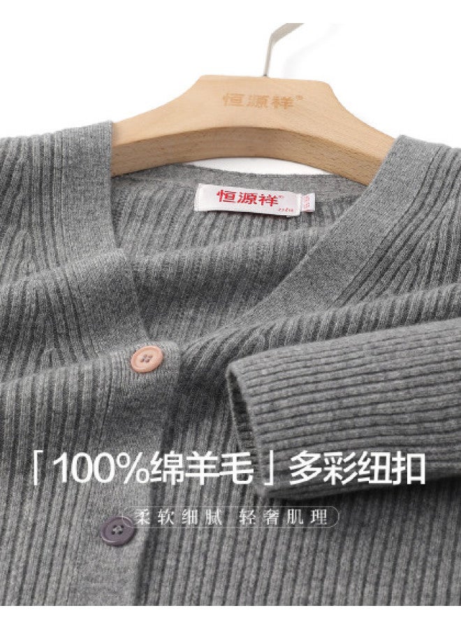 Hengyuanxiang Colorful Buttonswomen'S Wool Cardigan V-Neck Autumn Winter Knitted Sweater Versatile Layering Sweater Coat - Image 1