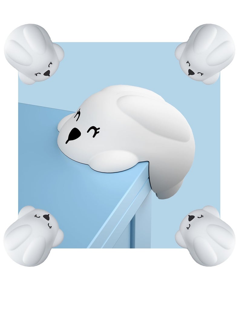 SYOSI 12 Pieces Corner Guard 100% Silicone Corner Protector Baby Cartoon Rabbit Design Protectors With Adhesive Tape High Elasticity Anti-Collision Strong For Living Room Table Cabinet Furniture White - Image 1