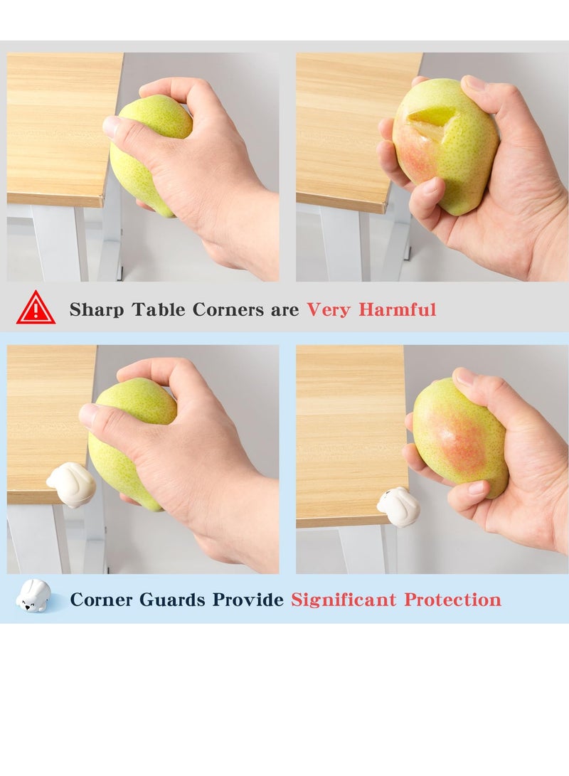 SYOSI 12 Pieces Corner Guard 100% Silicone Corner Protector Baby Cartoon Rabbit Design Protectors With Adhesive Tape High Elasticity Anti-Collision Strong For Living Room Table Cabinet Furniture White - Image 2