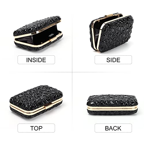Fecialy Clutch Purses For Women Crystal Evening Bag Gemstone Handbag Formal Rhinestone Purse For Wedding Party - Image 3