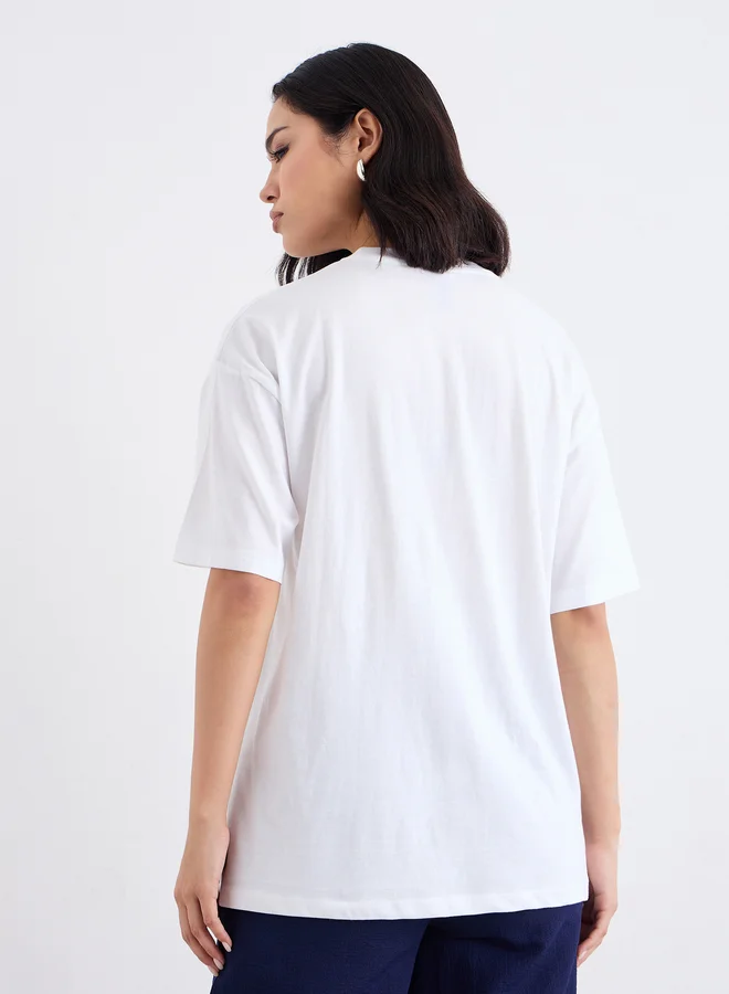 Styli Styli Slogan Print Oversized Longline T-Shirt