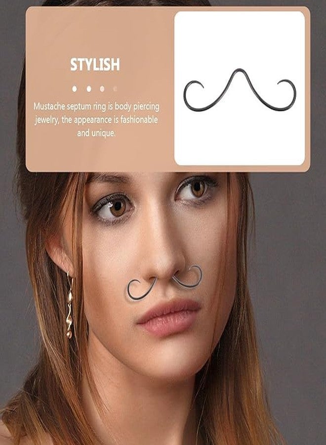 DEARMAMY 14G Mustache Septum Ring 316L Steel Nose Rings Smile Piercing Jewelry Nose Hoop Nasal Septum Ring for Women Men - Image 2