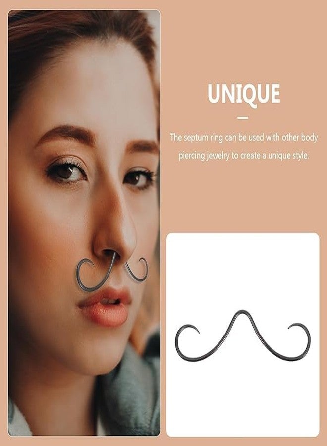 DEARMAMY 14G Mustache Septum Ring 316L Steel Nose Rings Smile Piercing Jewelry Nose Hoop Nasal Septum Ring for Women Men - Image 3