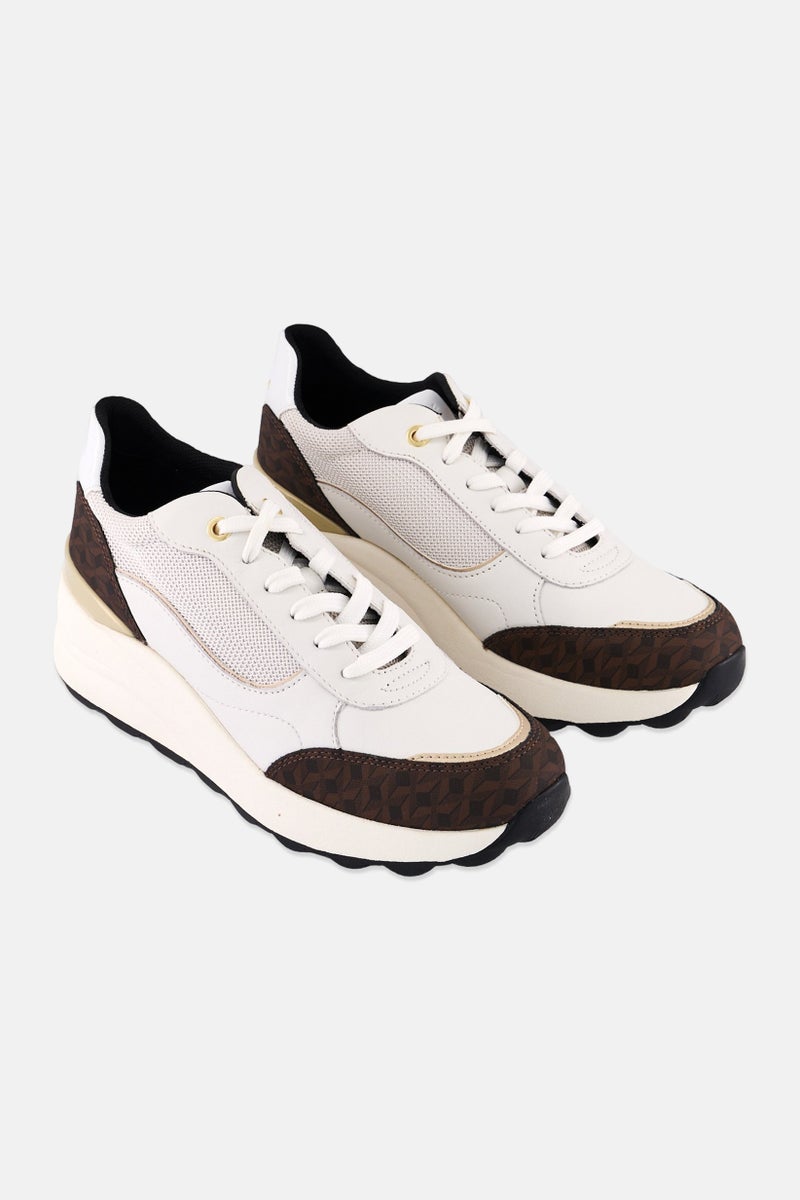 GEOX Women Spherica EC13 Lace Up Casual Shoes, White - Image 1