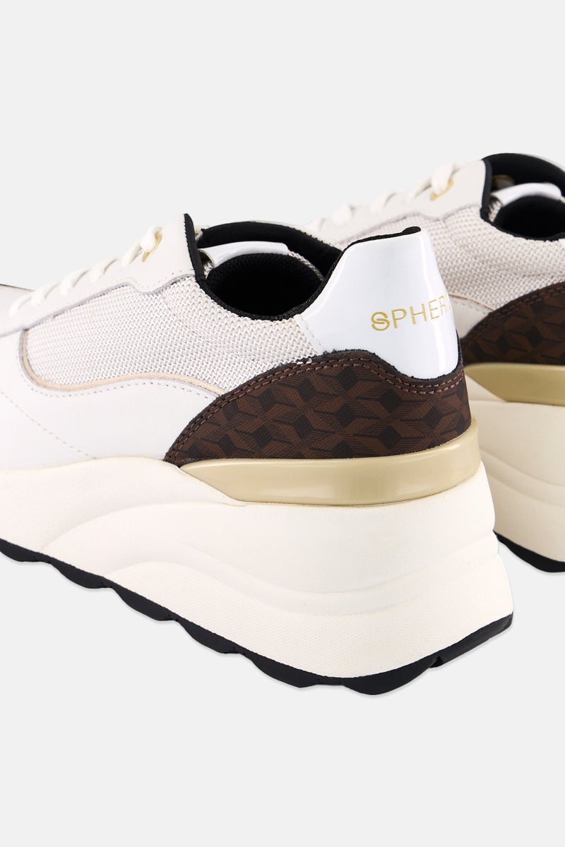GEOX Women Spherica EC13 Lace Up Casual Shoes, White - Image 3