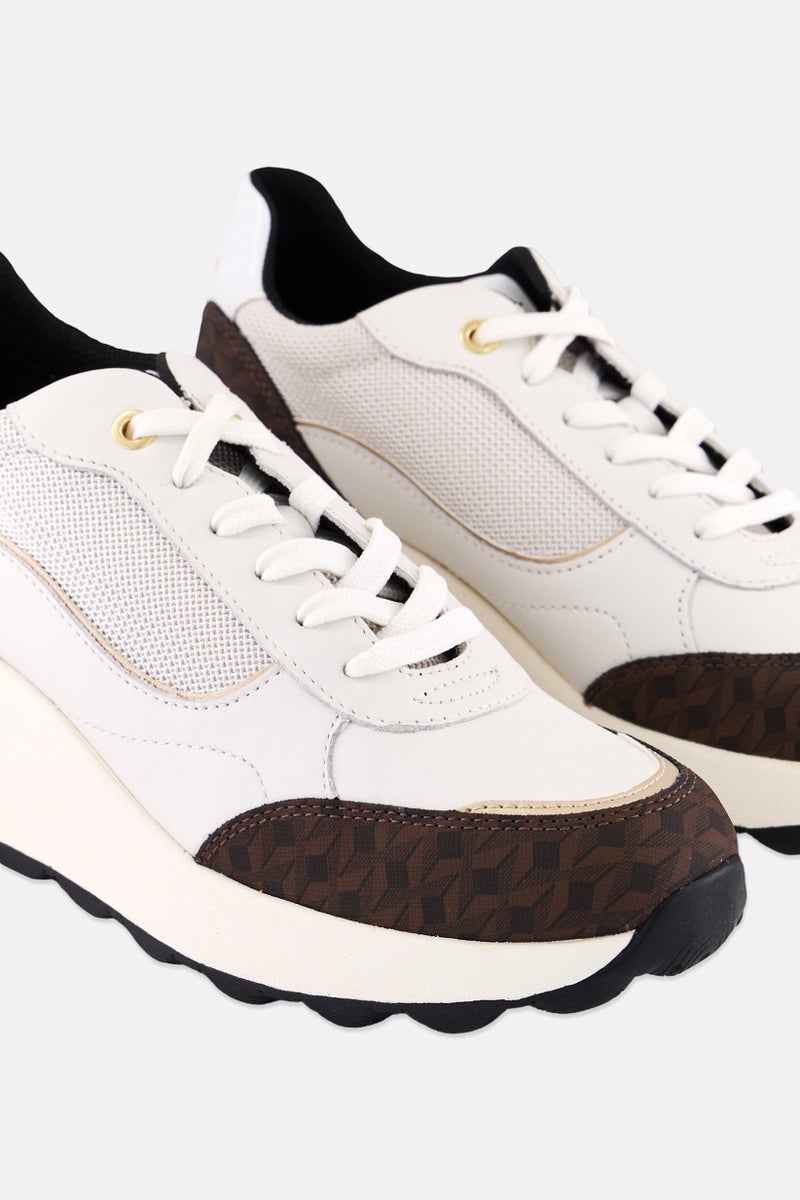 GEOX Women Spherica EC13 Lace Up Casual Shoes, White - Image 2