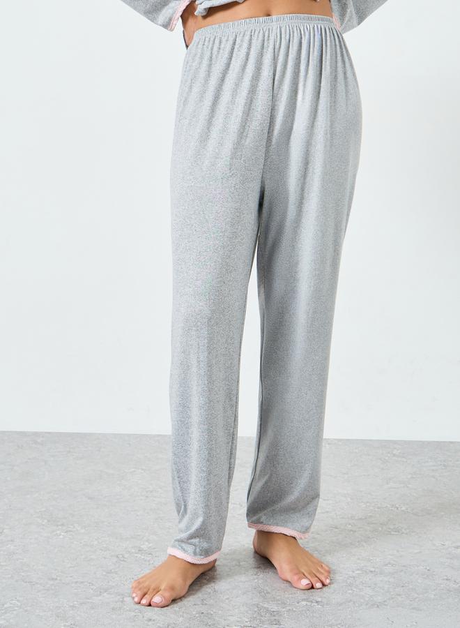 Styli Solid Opening Tops&Pants Pajama Long Sets - Image 4