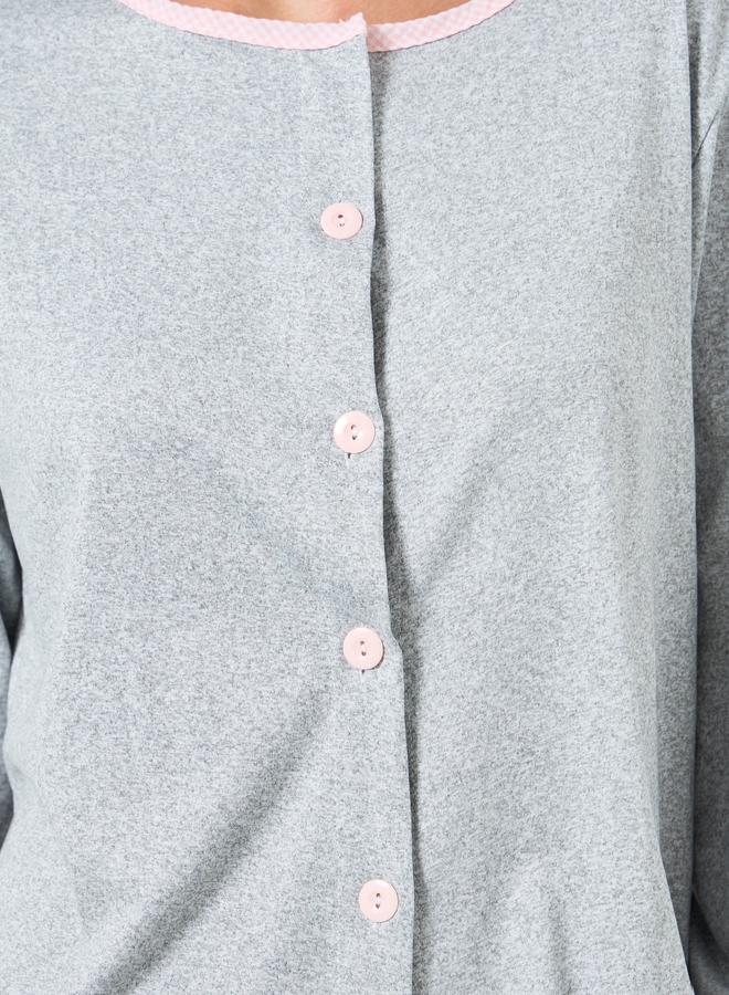 Styli Solid Opening Tops&Pants Pajama Long Sets - Image 3