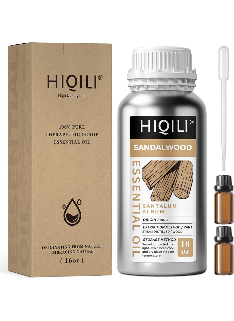HIQILI HIQILI Sandalwood Essential Oils, Long-Lasting Scent for Perfume, Diffuser, Soap Making & Candle- 16 Fl Oz 