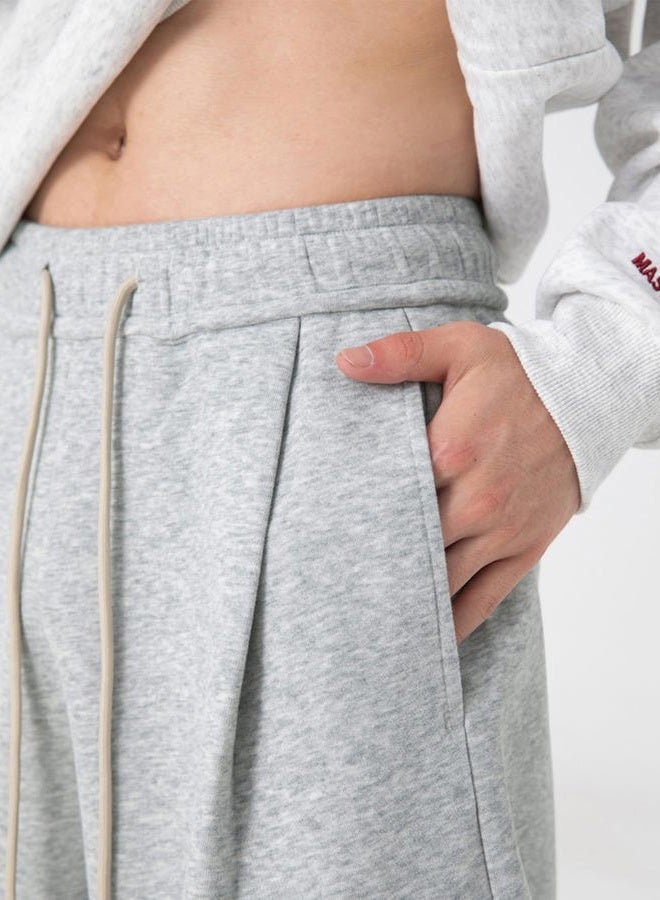 CAONAT Mens Baggy Sweatpants Wide Leg Casual Elastic Waist Drawstring Athletic Loose Jogger Fall Sweat Pants with Pockets, Grey, XL - Image 3