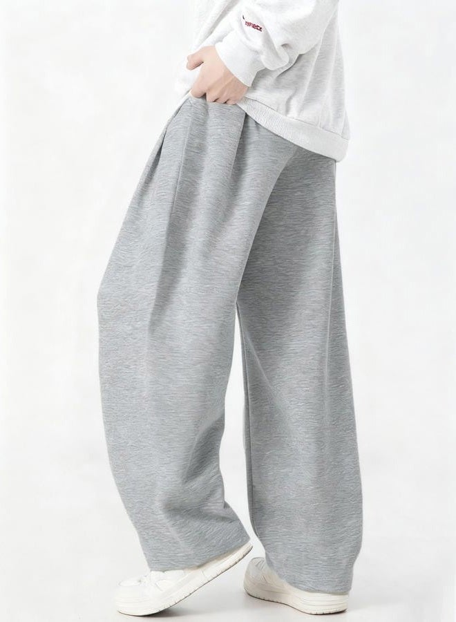 CAONAT Mens Baggy Sweatpants Wide Leg Casual Elastic Waist Drawstring Athletic Loose Jogger Fall Sweat Pants with Pockets, Grey, XL - Image 5