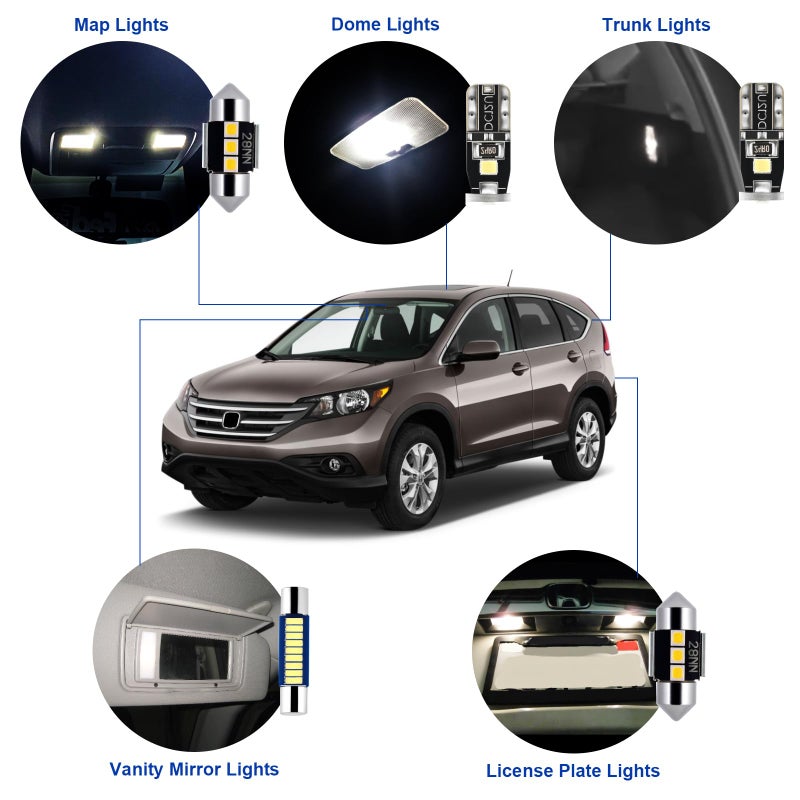 EASY EAGLE LED Interior Car Lights for Honda-CRV-2007-2012: 10 Piece Kit White LED Light Bulbs - Super Bright 6000K + Install Tool - Image 3