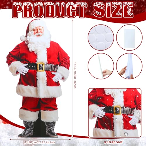 Chunful 5 ft Christmas Santa Cardboard Cutout Standup Life Size Ho Ho Santa Claus Stand up Photo Props Christmas Claus Standup Backdrops for Xmas Winter Holidays Decor SupplyRealistic - Image 3