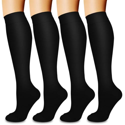 COOLOVER 4 Pairs Compression Socks for Women and Men -Best Support for Running, Nursing, Travel, Pregnancy - Image 1