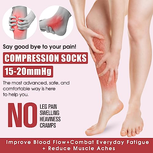 COOLOVER 4 Pairs Compression Socks for Women and Men -Best Support for Running, Nursing, Travel, Pregnancy - Image 4