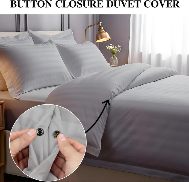 MOONCEE Assorted trendy color picks 6Pcs Bed Sheet King Size Set With Duvet Cover 220x240 Microfiber Bed Sheets Bedding Set Includes 1 Fitted Sheet, 1 Quilt Cover & 4 Pillows Cases (Light Grey, 6Pcs Duvet Cover Set- King) Cross product combo compatible - Image 2