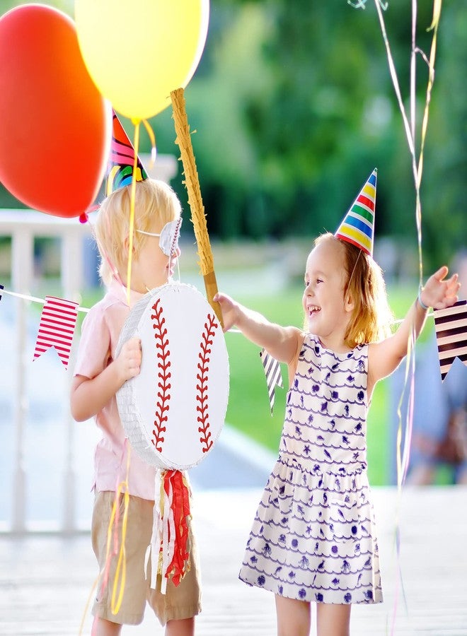 جيريفي بينياتا على شكل كرة بيسبول لحفلات أعياد الميلاد، مقاس 12.6 × 12.6 بوصة، بينياتا للأطفال مع عصا وعصابة للعينين، تصميم مكسيكي تقليدي، لوازم وديكورات حفلات أعياد الميلاد الرياضية - Image 5