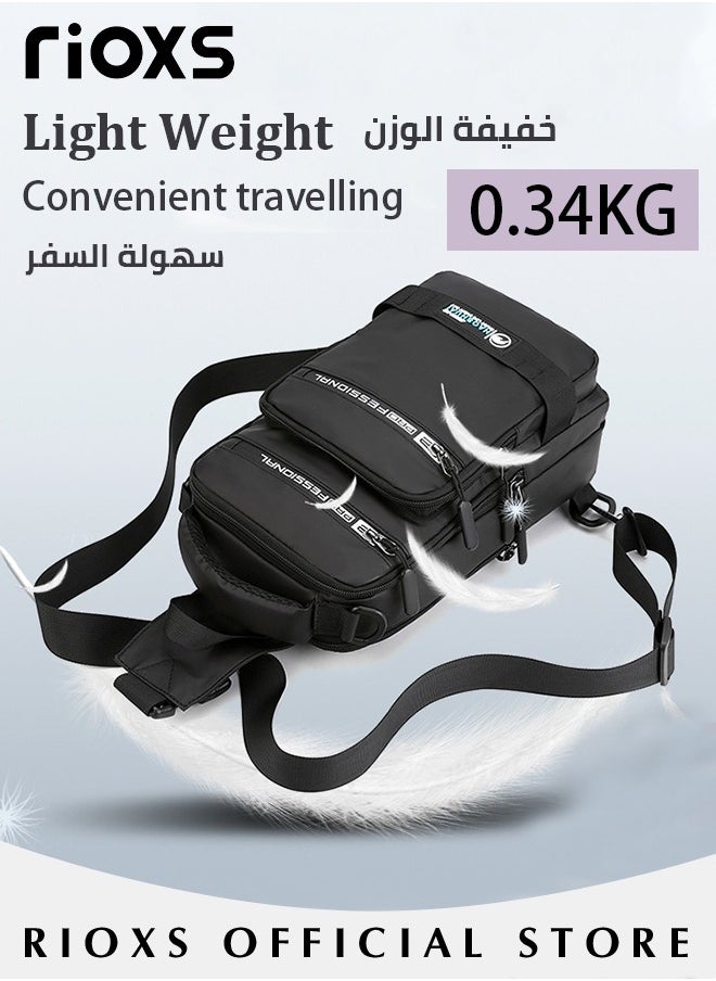 RIOXS Crossbody Sling Bag Body Chest Sling Shoulder Bag for Men Women Casual Shoulder Backpack Bag, Waterproof Chest Casual Daypack with Usb Charging Port for Travel Hiking  - Image 3