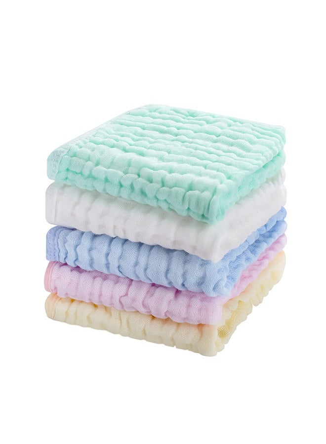 Peachjoy 5 عبوات من مناشف الأطفال القطنية المصنوعة من موسلين، مناشف ناعمة وامتصاصية للتجشؤ للمواليد الجدد، مناسبة للبشرة الحساسة، 10x10 بوصة، مثالية، أكثر كثافة وسماكة، مناديل قطنية طبيعية، متعددة الاستخدامات - Image 1