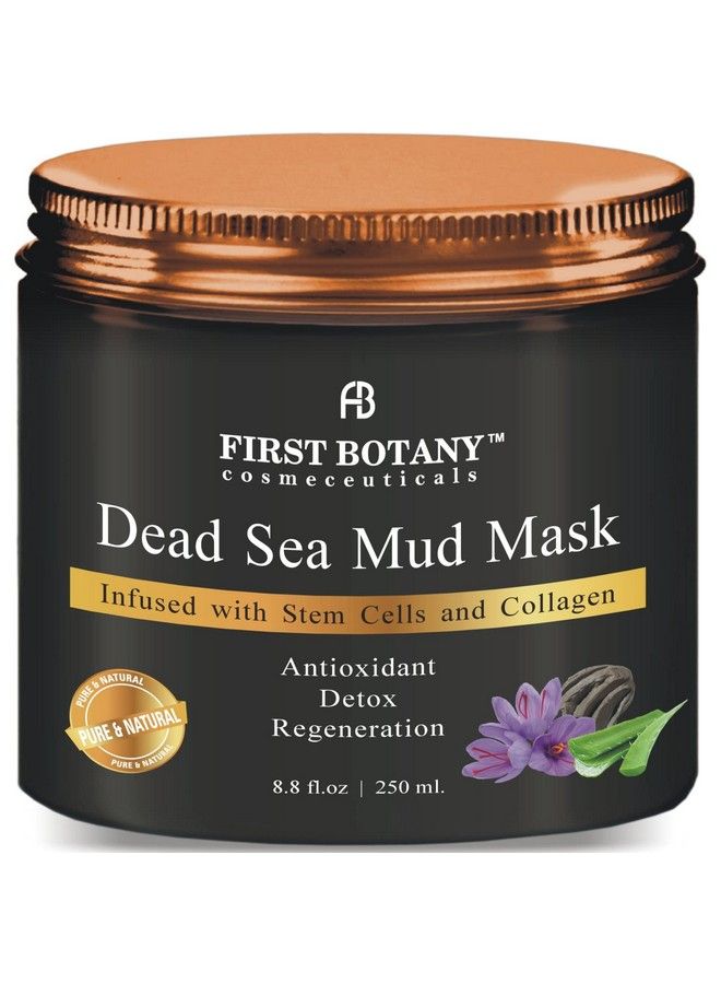 First Botany 100% Natural Mineralinfused Dead Sea Mud Mask 8.8 Oz W/ Stem Cells For Facial Treatment Skin Cleanser Pore Reducer Anti Aging Acne Treatment Blackhead Remover Cellulite & Natural Moisturizer - Image 1
