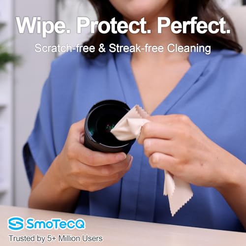 SmoTecQ سما تك كيو 12 عبوة من مناديل التنظيف الدقيقة الفاخرة - عالية الكثافة، فائقة النعومة، خالية من الخدوش - لتنظيف النظارات، الهواتف، الشاشات والمزيد (6x7، ألوان متنوعة) - Image 4