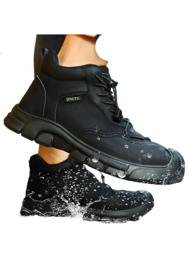 Jingtu أحذية سلامة جينغتو للرجال، عالية، كعب فولاذي، مقاومة للثقب، مقاومة للماء، مريحة، أحذية عمل لمواقع البناء 0216G-J مقاس 36 - Image 2