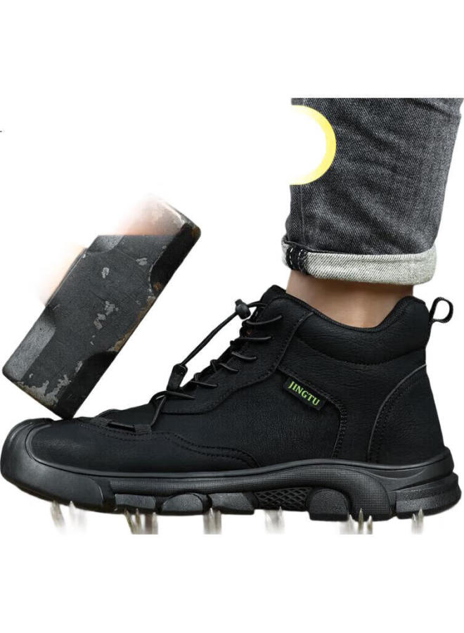 Jingtu أحذية سلامة جينغتو للرجال، عالية، كعب فولاذي، مقاومة للثقب، مقاومة للماء، مريحة، أحذية عمل لمواقع البناء 0216G-J مقاس 36 - Image 1