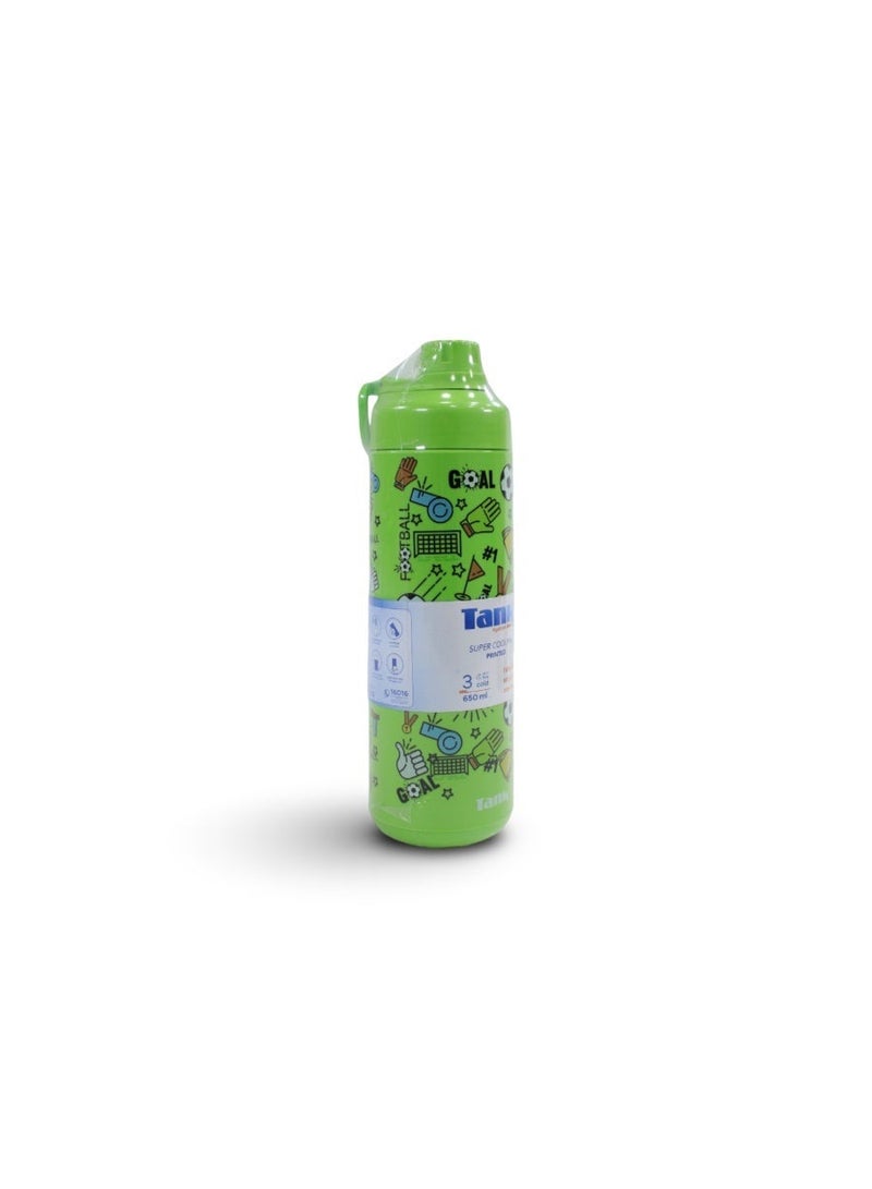 Tank Insulated Super Cool Mini Football Printed Bottle 650ml – Green - Image 1