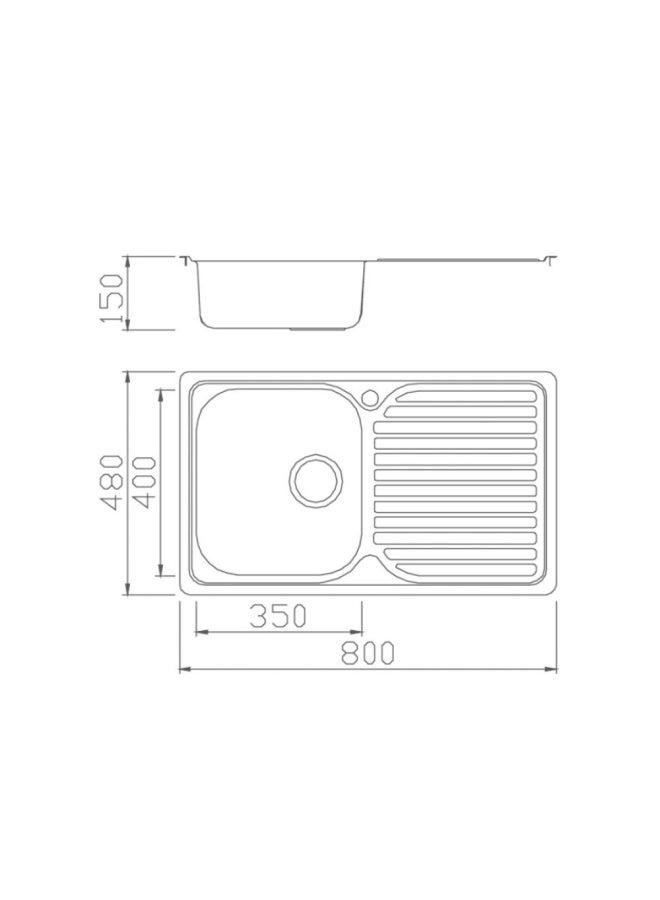 DANUBE HOME Milano Kitchen Sink Bl-834B - 800X480X160 Mm - Inset - Image 2
