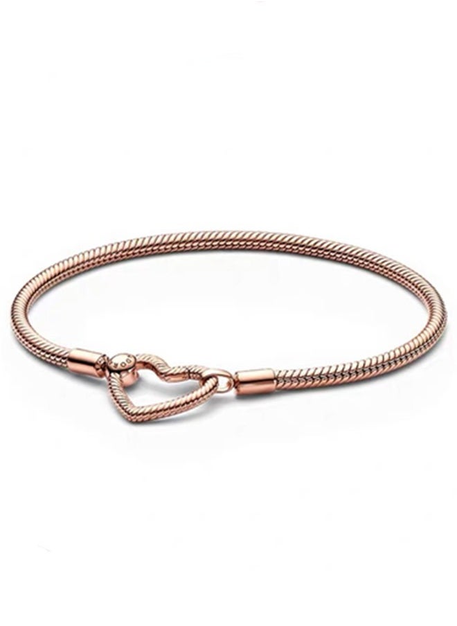 PANDORA - Pandora Moments heart-shaped chain snake bone chain bracelet for woman - Image 1