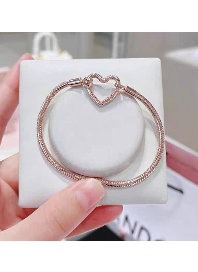 PANDORA - Pandora Moments heart-shaped chain snake bone chain bracelet for woman - Image 1