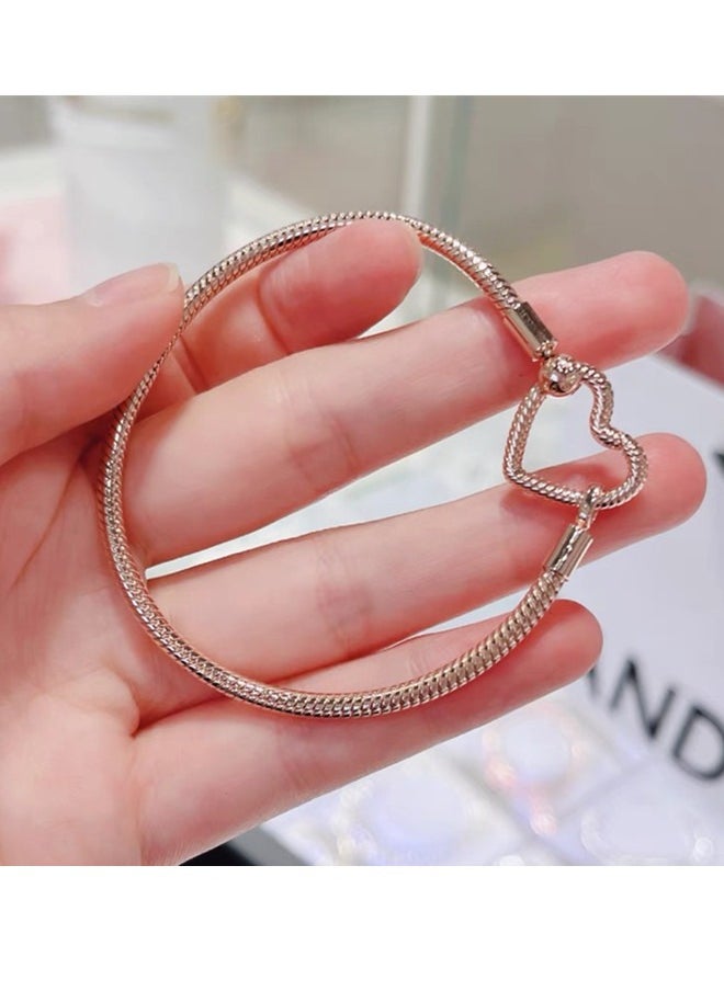 PANDORA - Pandora Moments heart-shaped chain snake bone chain bracelet for woman - Image 1