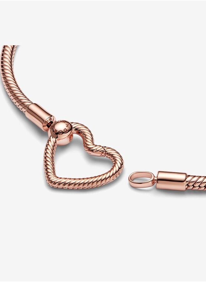 PANDORA - Pandora Moments heart-shaped chain snake bone chain bracelet for woman - Image 1
