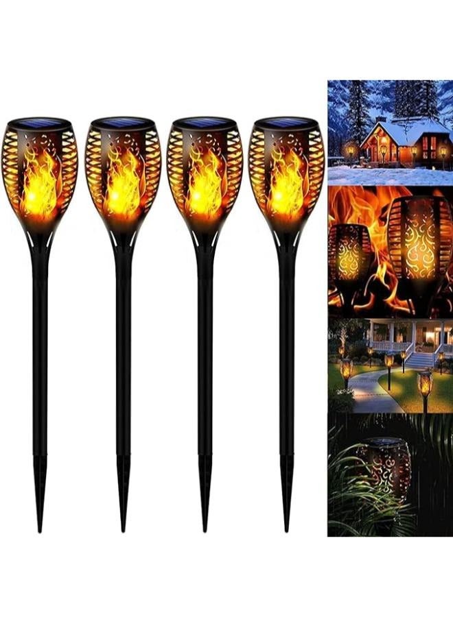Generic Pack of 4 solar lights for Outdoor Gardens with Realistic Flame Effect IP68 Waterproof Solar Lamp for the Outdoors Backyards Balconies Gardens Lawn Lighting - Image 1