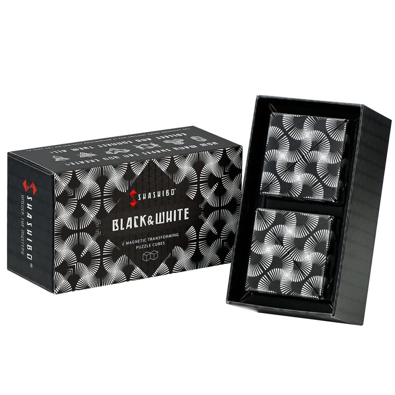 SHASHIBO Shape Shifting Box - Award-Winning  Patented Fidget Cube w/ 36 Rare Earth Magnets - Transforms Into Over 70 Shapes  Gift Box  Download Fun in Motion Toys Mobile App (Black & White  2 Pack) - Image 2