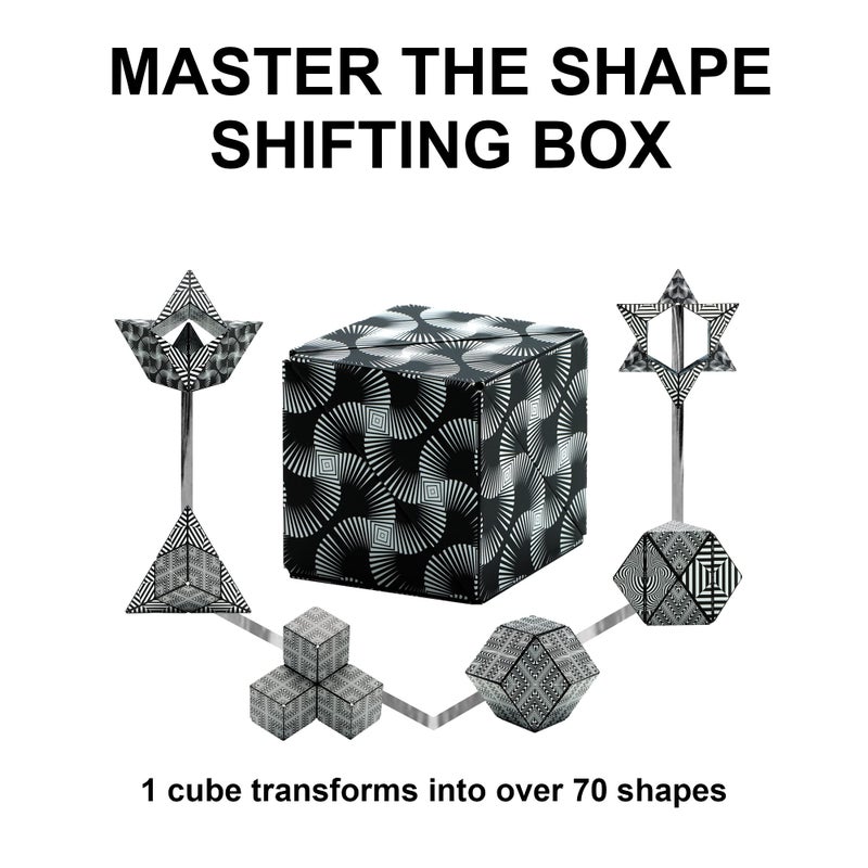 SHASHIBO Shape Shifting Box - Award-Winning  Patented Fidget Cube w/ 36 Rare Earth Magnets - Transforms Into Over 70 Shapes  Gift Box  Download Fun in Motion Toys Mobile App (Black & White  2 Pack) - Image 5