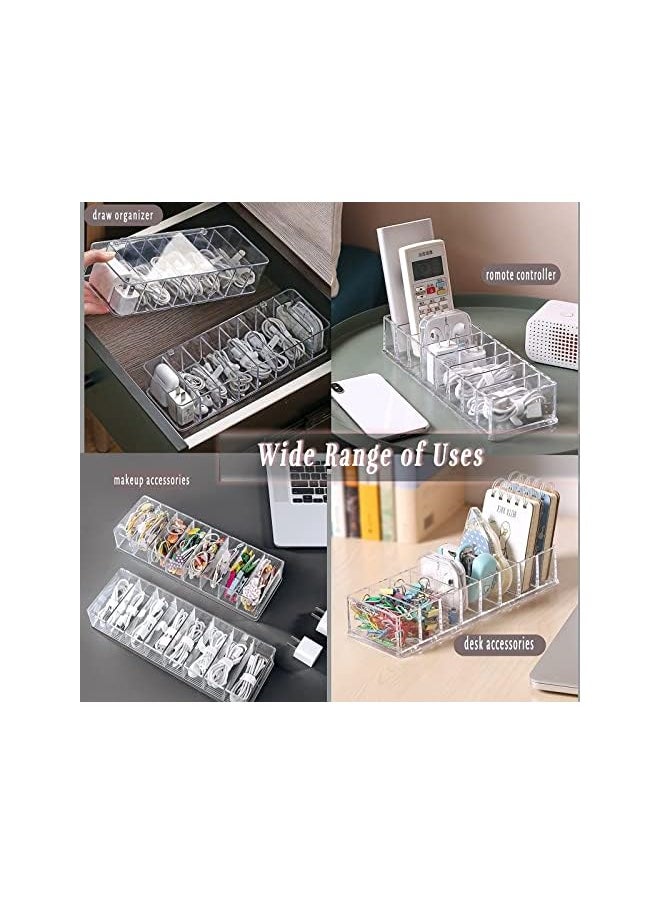 BLUE OCEAN Ocean Transparent Data Cable Organizer Storage Box With Cover Lid Charger Cables Organiser Desk Storage Organizer Cable Management 2m Hook and Loop Tape roll straps ,10 silicon Cable Ties  - Image 3
