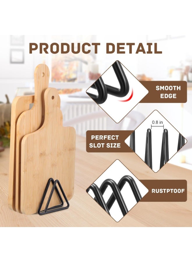 Bukela 2 Pack Cutting Board Organizer, Triangle Cutting Board Rack Black Metal Chopping Sheet Holder, Pots Pan Lids Cookie Sheet Organizer for Cabinet Countertop Shelf, 9.2*9.2cm - Image 3