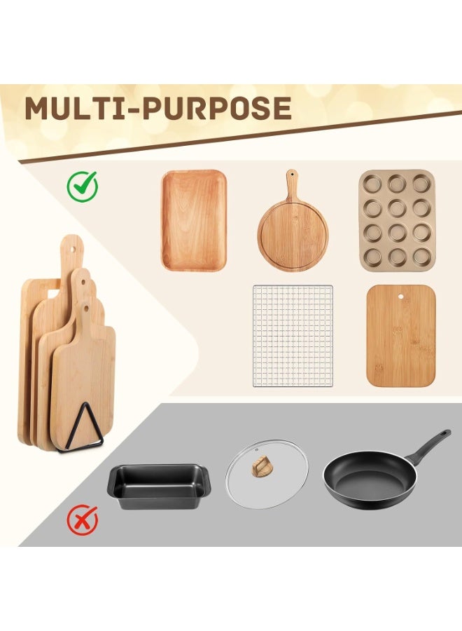 Bukela 2 Pack Cutting Board Organizer, Triangle Cutting Board Rack Black Metal Chopping Sheet Holder, Pots Pan Lids Cookie Sheet Organizer for Cabinet Countertop Shelf, 9.2*9.2cm - Image 4