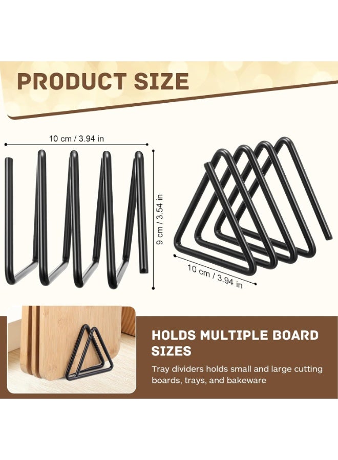 Bukela 2 Pack Cutting Board Organizer, Triangle Cutting Board Rack Black Metal Chopping Sheet Holder, Pots Pan Lids Cookie Sheet Organizer for Cabinet Countertop Shelf, 9.2*9.2cm - Image 2