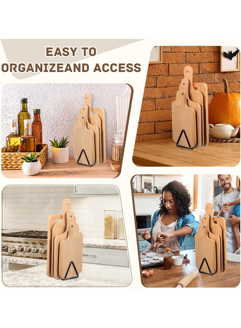 Bukela 2 Pack Cutting Board Organizer, Triangle Cutting Board Rack Black Metal Chopping Sheet Holder, Pots Pan Lids Cookie Sheet Organizer for Cabinet Countertop Shelf, 9.2*9.2cm - Image 5