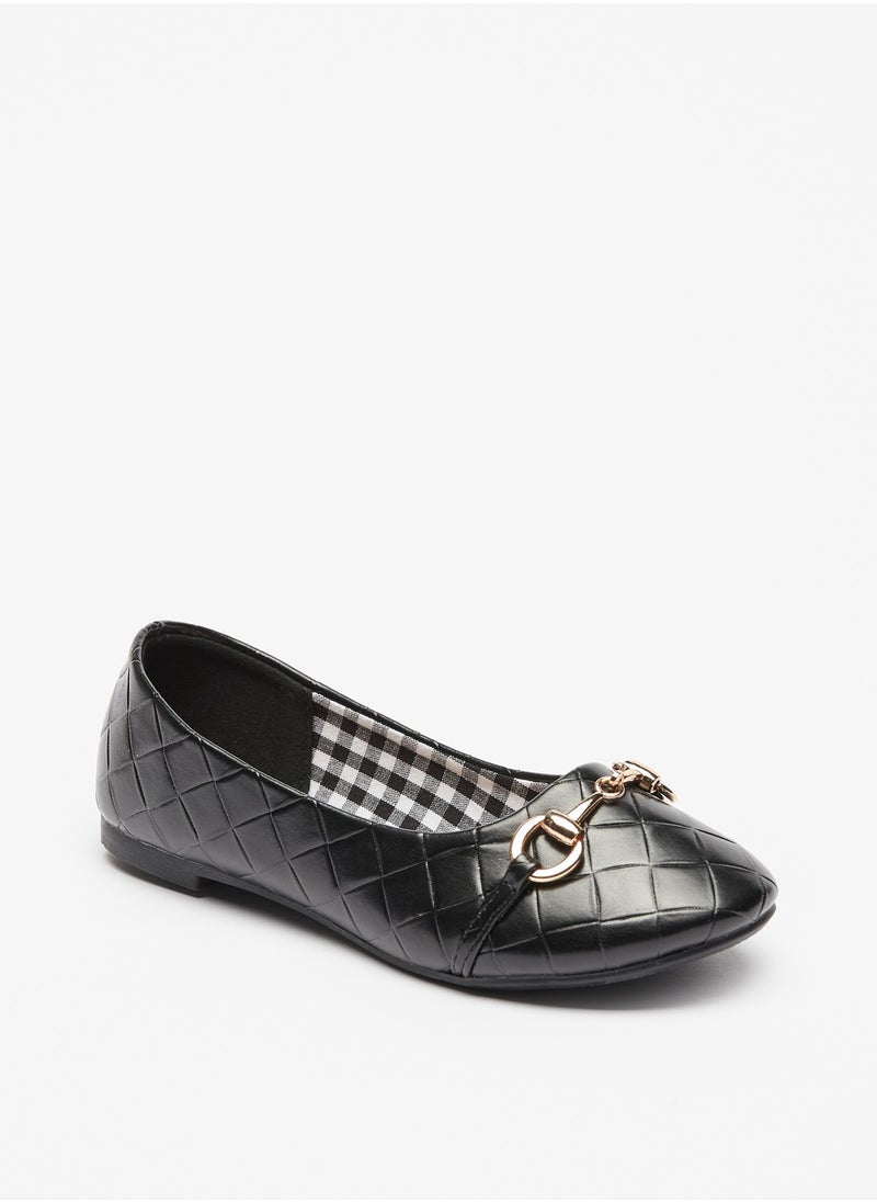 Flora Bella By Shoexpress - Girls Textured Ballerina Shoes with Metallic Accent - Image 1