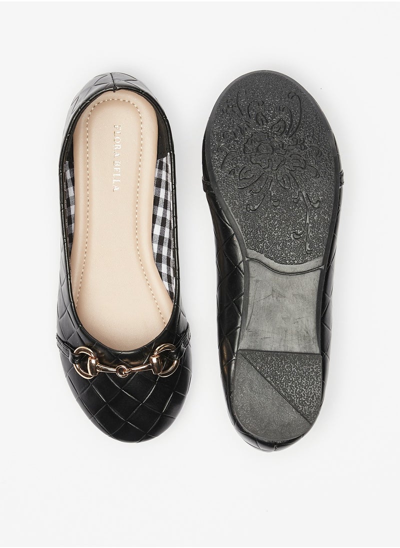 Flora Bella By Shoexpress - Girls Textured Ballerina Shoes with Metallic Accent - Image 1