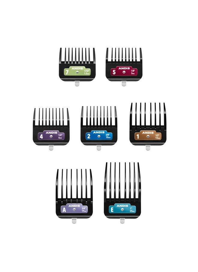 andis Andis 562014 Premium Clip Animal Comb Set - Built with Plastic, Includes 7 Color Coded Combs of Different Sizes, Metal Clip to Attach Comb - Fits Ultra Edge & Ceramic Edge Blades, Multicolor  - Image 2