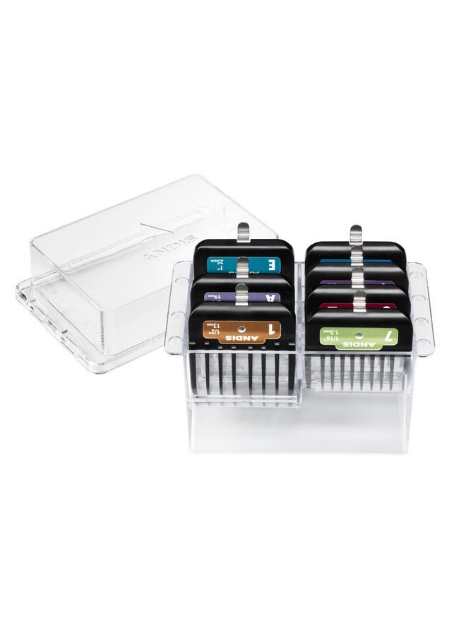 andis Andis 562014 Premium Clip Animal Comb Set - Built with Plastic, Includes 7 Color Coded Combs of Different Sizes, Metal Clip to Attach Comb - Fits Ultra Edge & Ceramic Edge Blades, Multicolor  - Image 1