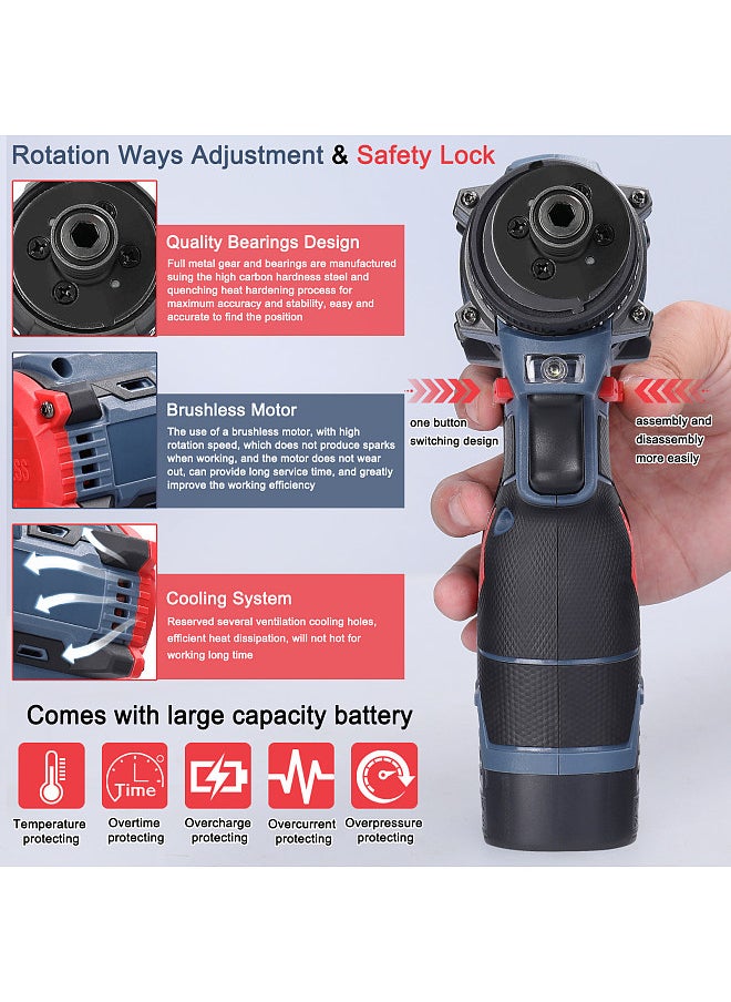 Generic 16.8V Multi-function Electric Screwdriver 45Nm Torque Brushless Motor Practical Screw Driver for Home Appliances Furniture Installation Automotive Electronics Repairing  - Image 2
