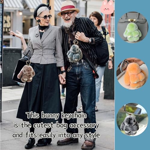 MINGRI Soft Bunny Keychain with Tin,Cute Mother Day Gift Plush Keychain for Backpack,Bag Charm Gift Key Chain(Royal Blue) - Image 5